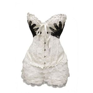 Brocade and lace handprint corset